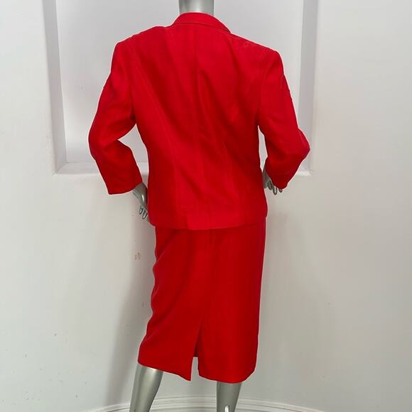 Louis Feraud Vintage Red Knee-Length Pencil Skirt Suit Set Size 10 - Picture 2 of 16